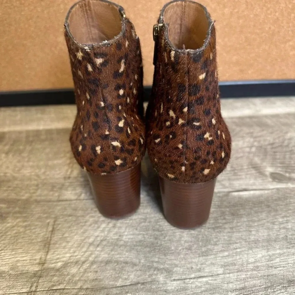 MADEWELL The Rosie Ankle Boot in Rich Brown Leopard Calf Hair size 8.5